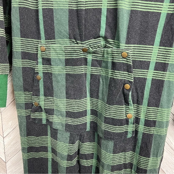 Magnolia Hearth & Hand Mens Green Plaid Onesie One Piece Pajama PJ  small - Picture 4 of 6